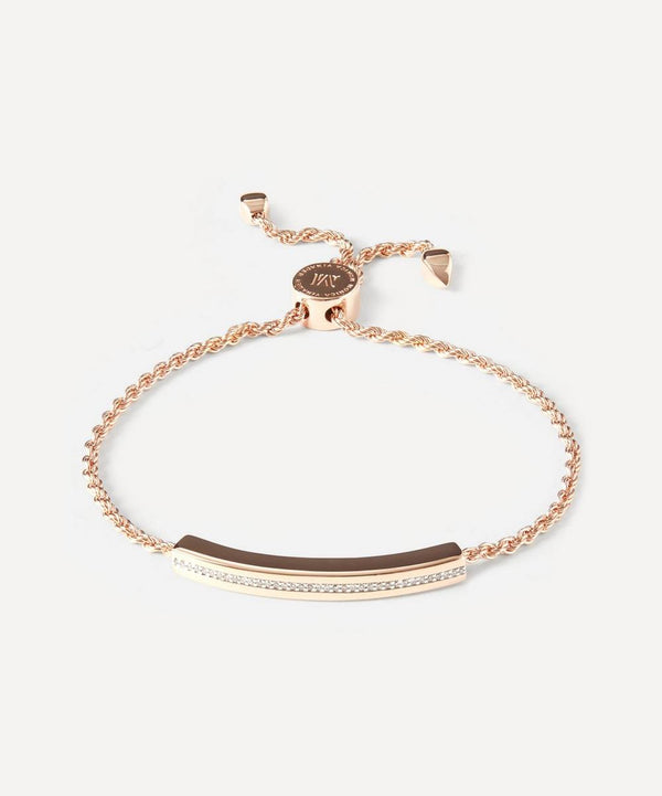 Monica Vinader Rose Gold Plated Vermeil Silver Linear Diamond Chain Friendship Bracelet