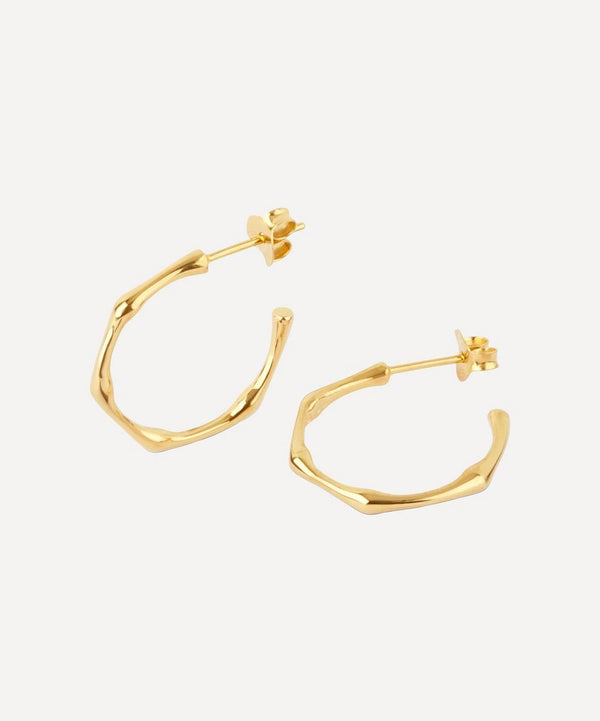 Dinny Hall Gold Plated Vermeil Silver Bamboo Small Hoop Earrings