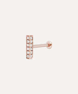 Maria Tash 18ct 7mm Square Diamond Pave Bar Threaded Stud Earring