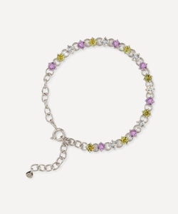 Dinny Hall Silver Suffragette Gem Drop Line Bracelet