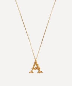 Alex Monroe Gold-Plated Floral Letter A Alphabet Necklace