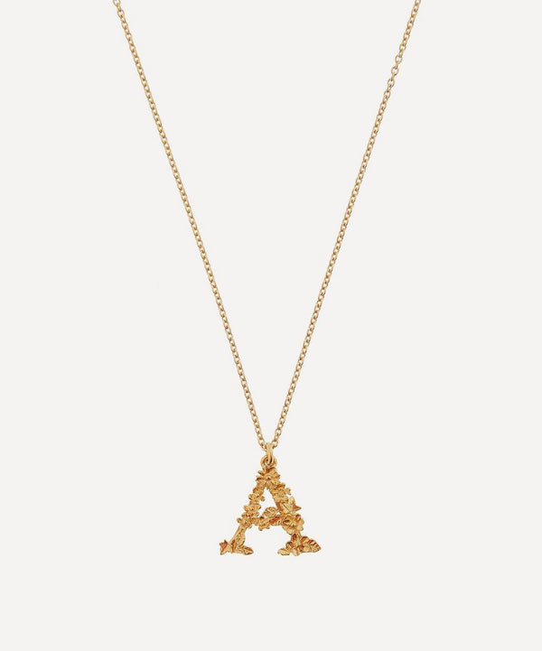 Alex Monroe Gold-Plated Floral Letter A Alphabet Necklace