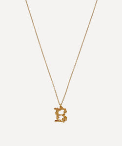 Alex Monroe Gold-Plated Floral Letter B Alphabet Necklace