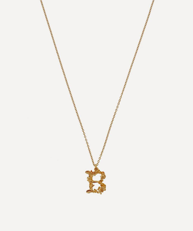 Alex Monroe Gold-Plated Floral Letter B Alphabet Necklace