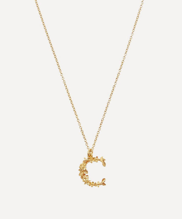 Alex Monroe Gold-Plated Floral Letter C Alphabet Necklace