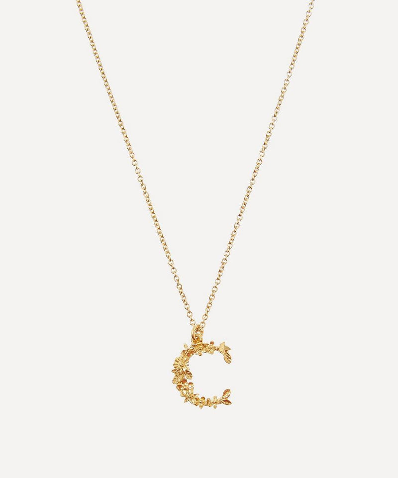 Alex Monroe Gold-Plated Floral Letter C Alphabet Necklace