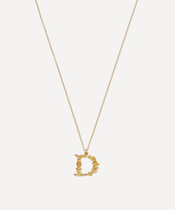 Alex Monroe Gold-Plated Floral Letter D Alphabet Necklace