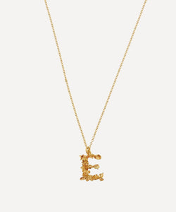 Alex Monroe Gold-Plated Floral Letter E Alphabet Necklace