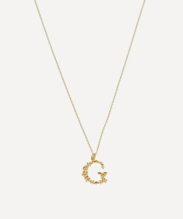 Alex Monroe Gold-Plated Floral Letter G Alphabet Necklace