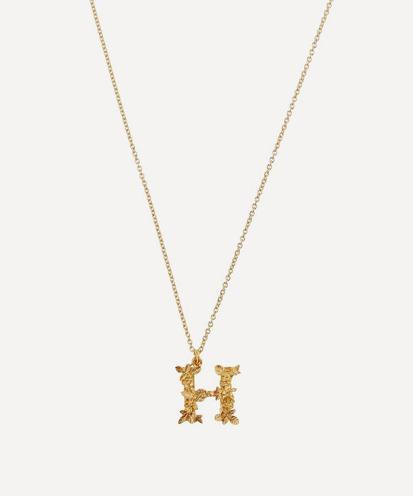 Alex Monroe Gold-Plated Floral Letter H Alphabet Necklace