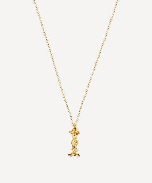 Alex Monroe Gold-Plated Floral Letter I Alphabet Necklace