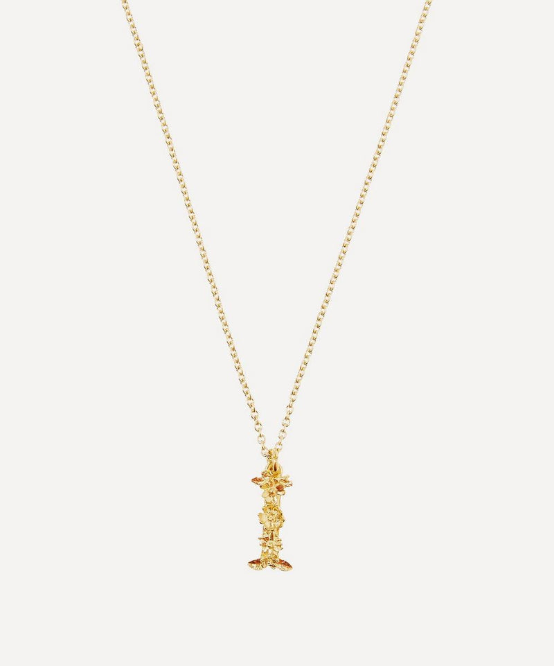 Alex Monroe Gold-Plated Floral Letter I Alphabet Necklace