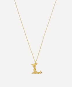 Alex Monroe Gold-Plated Floral Letter L Alphabet Necklace