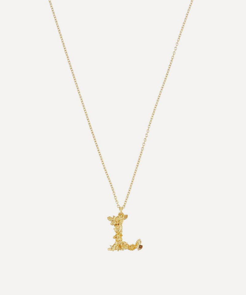 Alex Monroe Gold-Plated Floral Letter L Alphabet Necklace