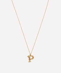 Alex Monroe Gold-Plated Floral Letter P Alphabet Necklace