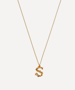 Alex Monroe Gold-Plated Floral Letter S Alphabet Necklace