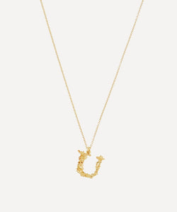 Alex Monroe Gold-Plated Floral Letter U Alphabet Necklace