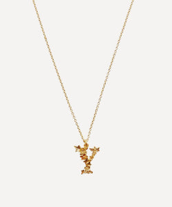 Alex Monroe Gold-Plated Floral Letter Y Alphabet Necklace