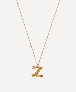 Alex Monroe Gold-Plated Floral Letter Z Alphabet Necklace