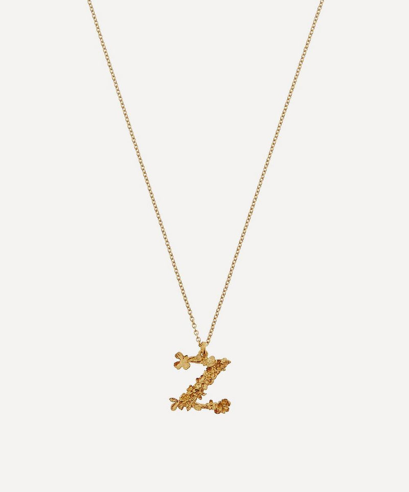 Alex Monroe Gold-Plated Floral Letter Z Alphabet Necklace