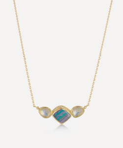 Brooke Gregson Gold Orbit Halo Opal and Moonstone Necklace