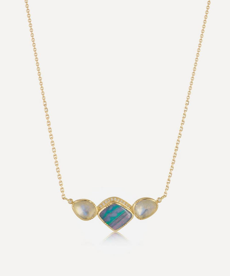 Brooke Gregson Gold Orbit Halo Opal and Moonstone Necklace