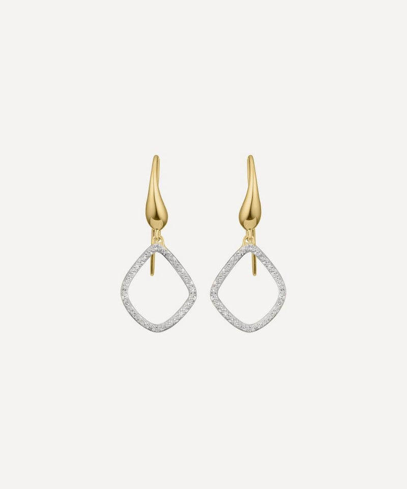 Monica Vinader Gold Plated Vermeil Silver Riva Kite Diamond Earrings