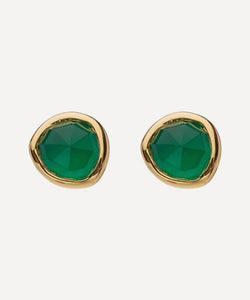 Monica Vinader Gold Plated Vermeil Silver Green Onyx Siren Stud Earrings