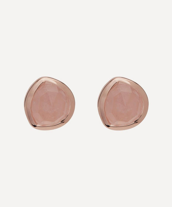 Monica Vinader Rose Gold Plated Vermeil Silver Siren Rose Quartz Stud Earrings