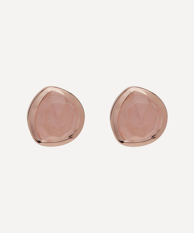 Monica Vinader Rose Gold Plated Vermeil Silver Siren Rose Quartz Stud Earrings