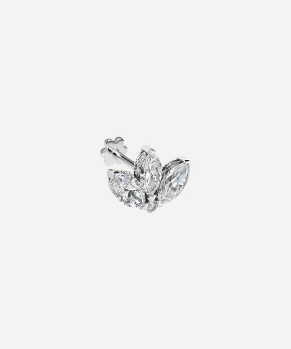 Maria Tash 18ct 6mm Diamond Engraved Lotus Threaded Stud Earring