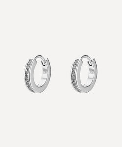 Monica Vinader Silver Skinny Diamond Huggie Hoop Earrings