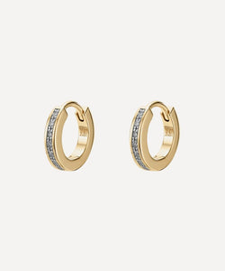 Monica Vinader Gold Plated Vermeil Silver Skinny Diamond Huggie Hoop Earrings