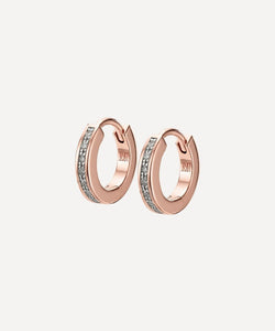 Monica Vinader Rose Gold Plated Vermeil Silver Skinny Diamond Huggie Hoop Earrings