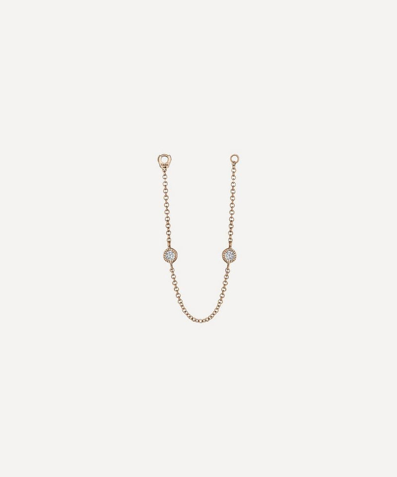 Maria Tash 18ct 76mm Double Scallop Set Diamond Chain Connecting Charm