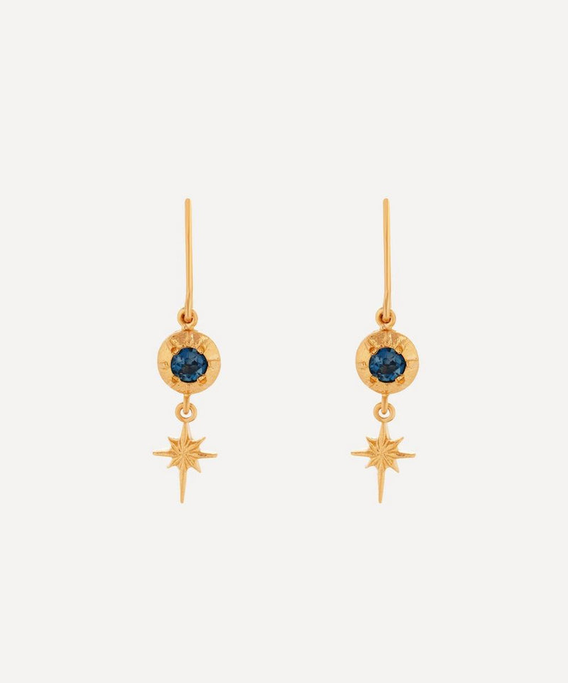 Alex Monroe Gold-Plated Guiding Star London Blue Topaz Drop Earrings