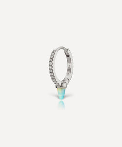 Maria Tash 18ct 9.5mm Single Short Opal Spike Diamond Eternity Hoop Earring