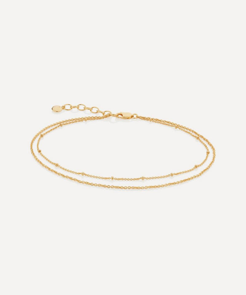 Monica Vinader Gold Plated Vermeil Silver Beaded Double Chain Anklet