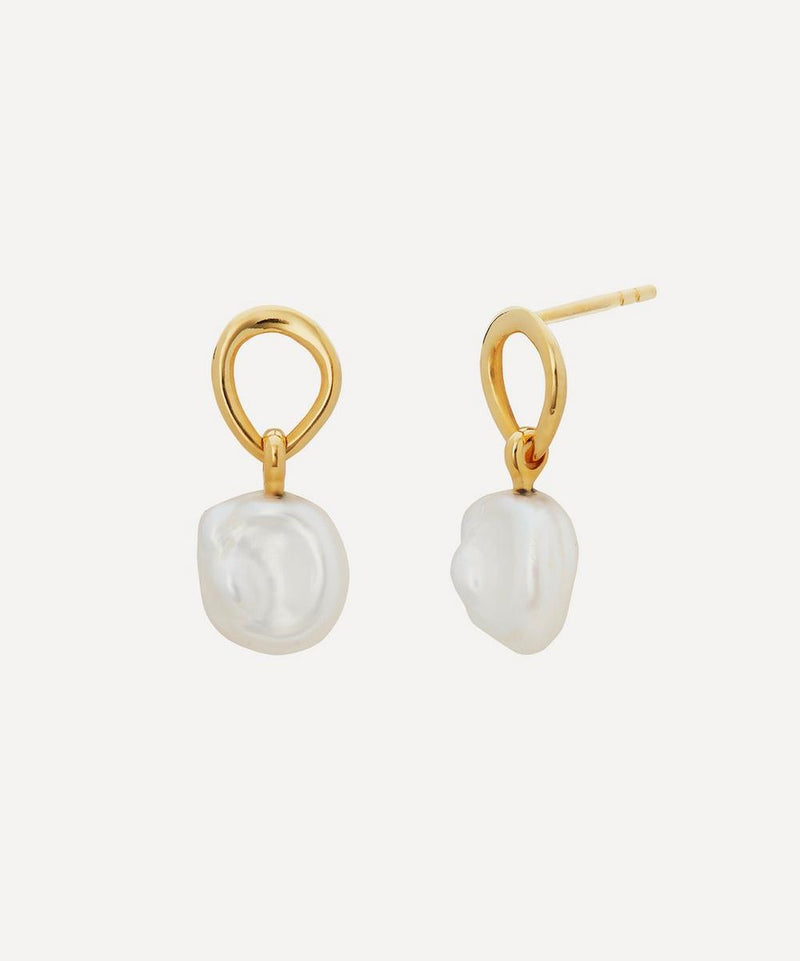 Monica Vinader 18ct Gold Plated Vermeil Silver Nura Keshi Pearl Drop Earrings