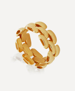 Monica Vinader 18ct Gold Plated Vermeil Silver Heirloom Woven Chain Ring