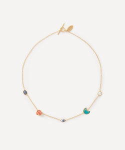 Grainne Morton Gold-Plated Multi-Stone Five Mini Charm Necklace