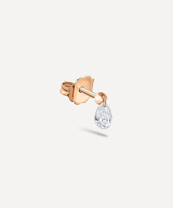 Maria Tash 18ct 4mm Floating Pear Diamond Charm Stud Earring