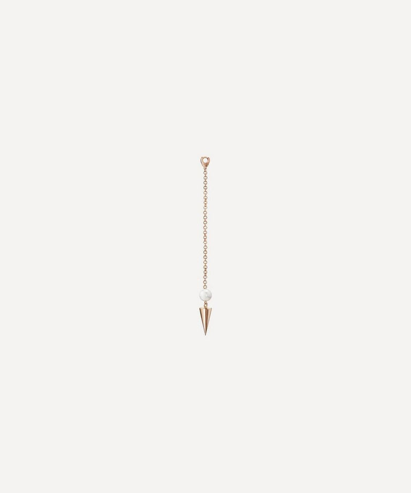 Maria Tash 14ct 40mm Pearl and Long Spike Pendulum Charm