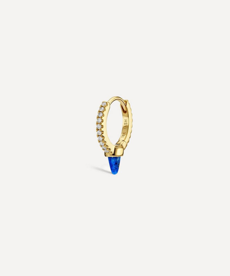 Maria Tash 18ct 8mm Single Short Lapis Spike Diamond Eternity Single Hoop Earring