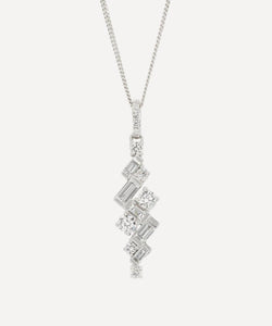 Kojis 18ct White Gold Abstract Diamond Pendant Necklace