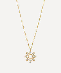 Dinny Hall 14ct Gold Diamond Jasmine Flower Pendant Necklace