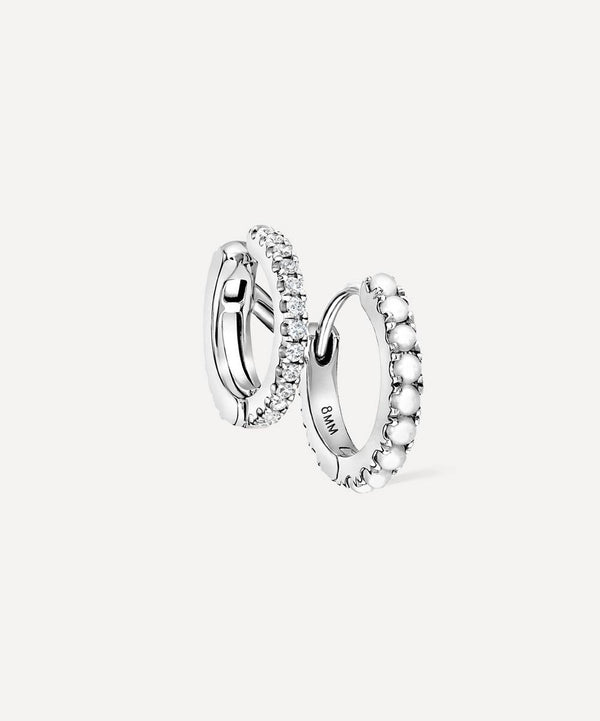 Maria Tash 14ct 8mm Pearl and Diamond Double Linked Eternity Hoop Earring Right