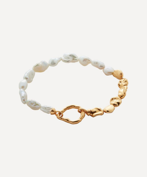 Monica Vinader 18ct Gold Plated Vermeil Silver Keshi Pearl Bracelet