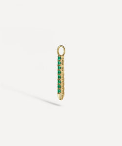 Maria Tash 18ct 11mm Diamond and Emerald Eternity Bar Charm