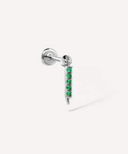 Maria Tash 18ct 7mm Emerald Eternity Bar Charm Threaded Stud Earring